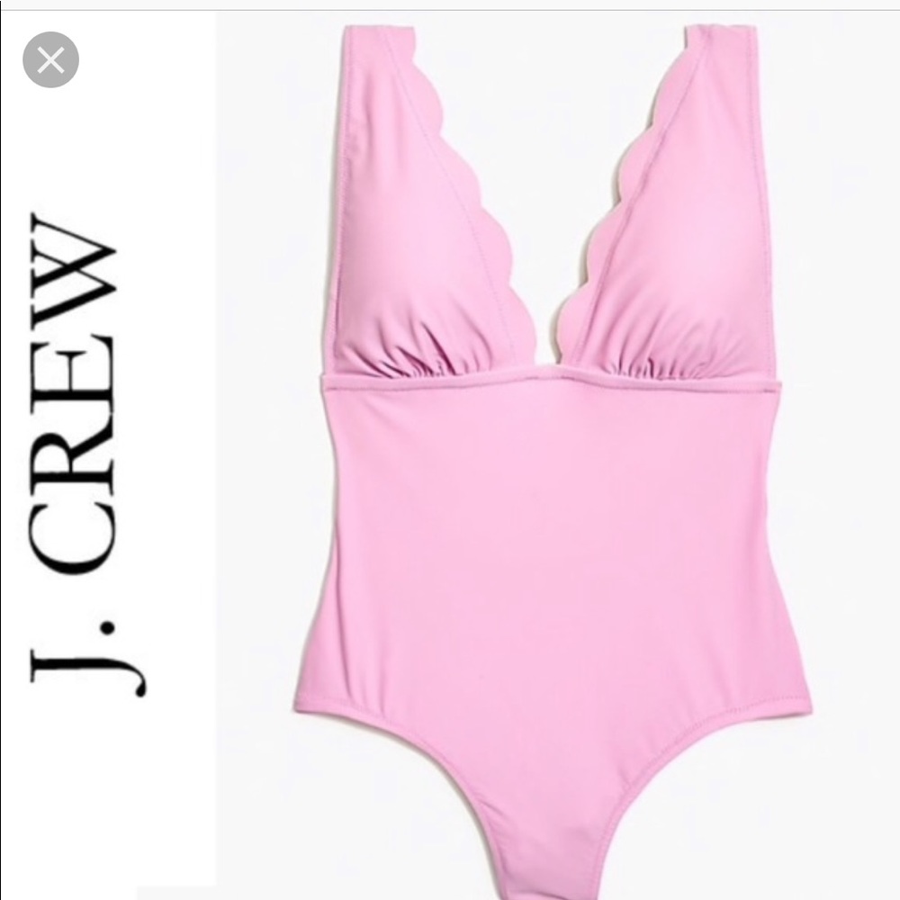 J CREW SCALLOPED PINK ONE PIECE SWIM